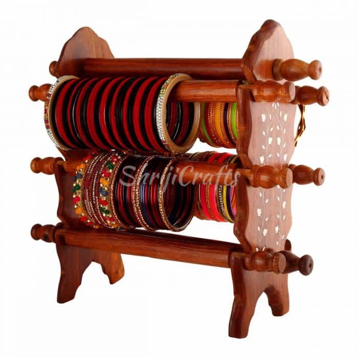 Handcrafted Wooden Antique Finish Bangles Stand Holder