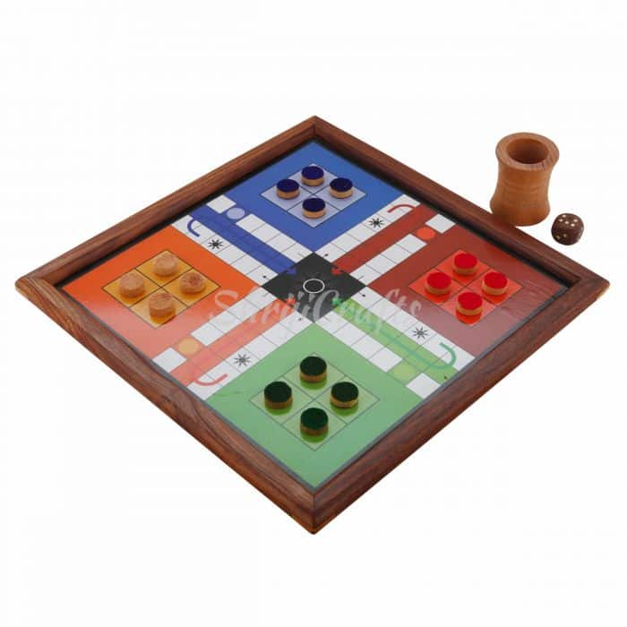 Magnetic Classic Handmade Wooden 2 in 1 Ludo Snakes and Ladders Travel Board Game for Kids and Adults