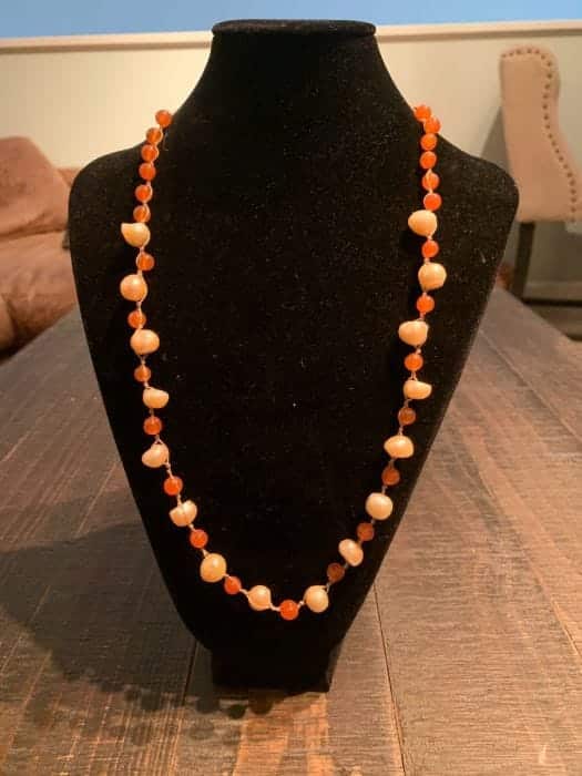 18”-22” White Pearl & Carnelian necklace