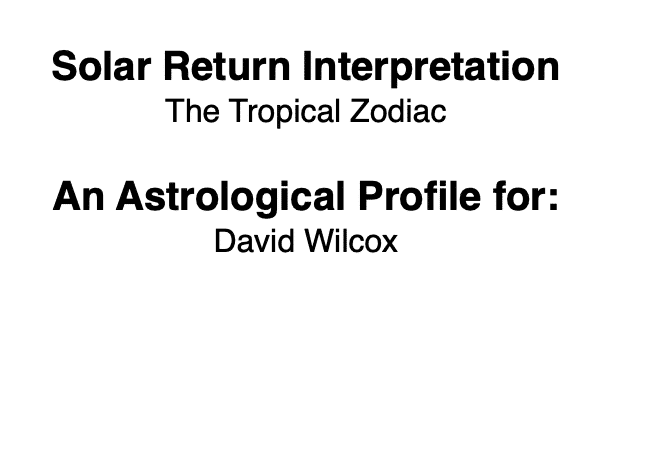 Solar Return Report
