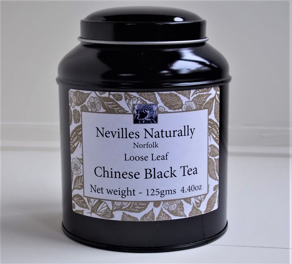 A Caddy of Organic Black Tea 125 grams shipped from the U.K.