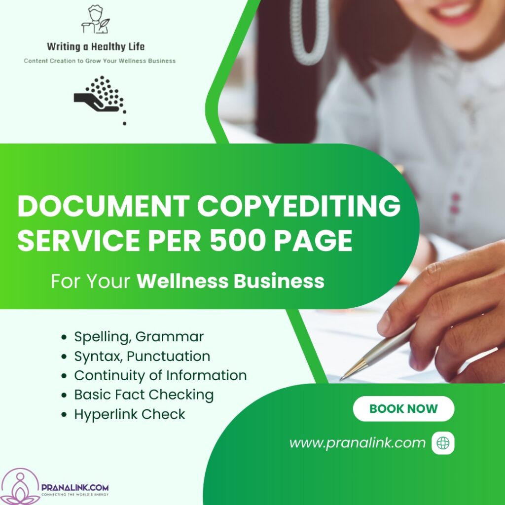 Document Copy editing Service – Per 500-Word Page (Wellness Business)