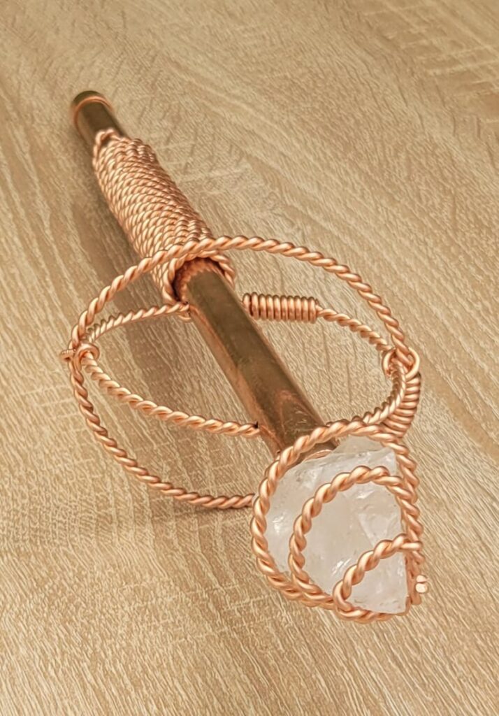 Copper Tensor Healing Wand with Quartz Crystal & 333MHz Cubit Wire